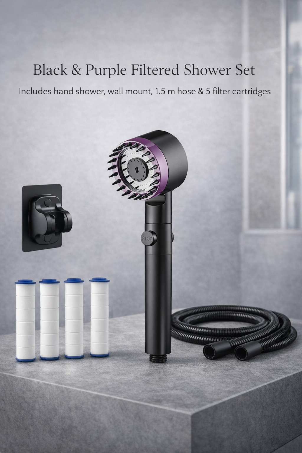 High-Pressure Shower Head with Filter & Massage Function