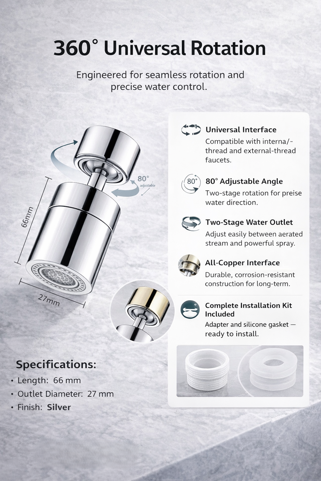 360° Adjustable Faucet Splash Filter Adapter