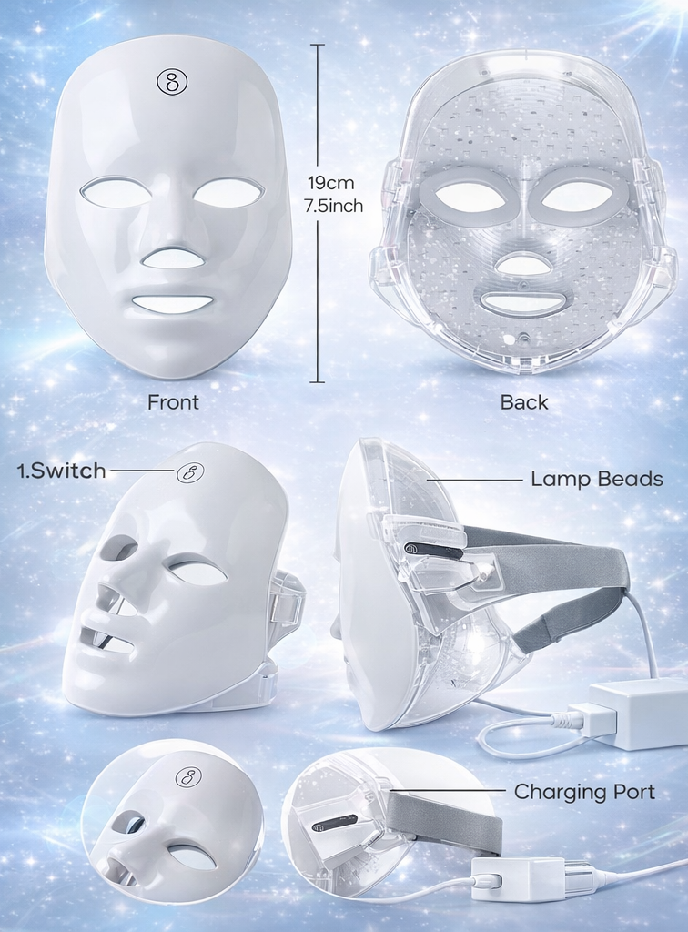 7-Color LED facial mask for skin renewal and glow