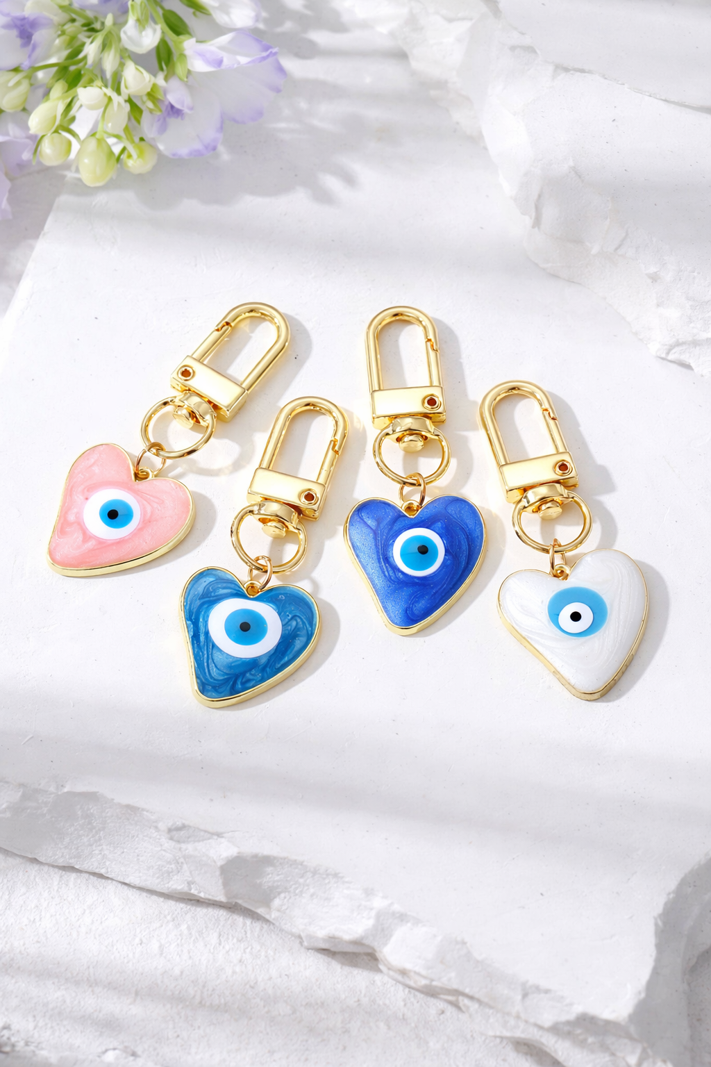Evil Eye Heart Keychain