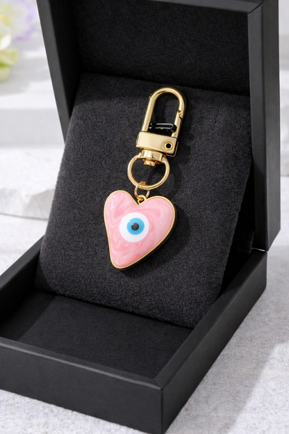 Evil Eye Heart Keychain