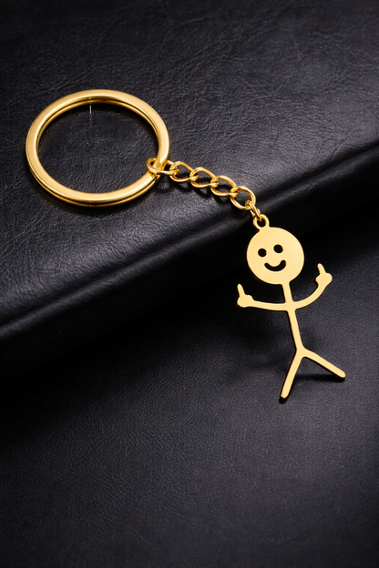 Funny Stickman Gold Keychain