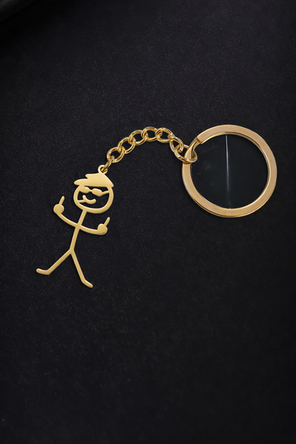 Funny Stickman Gold Keychain