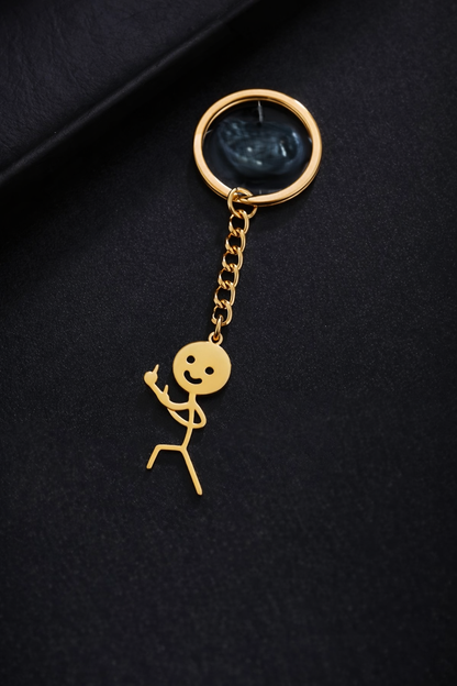 Funny Stickman Gold Keychain
