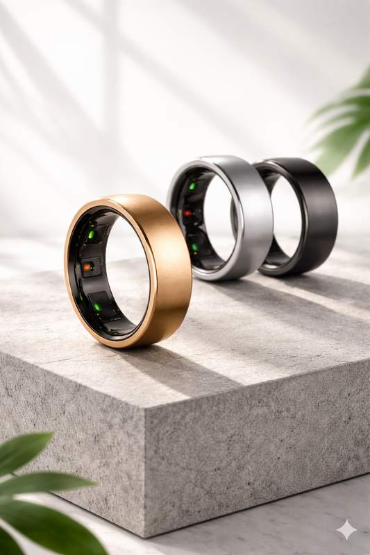 Titanium Smart Health Ring with Charging Dock