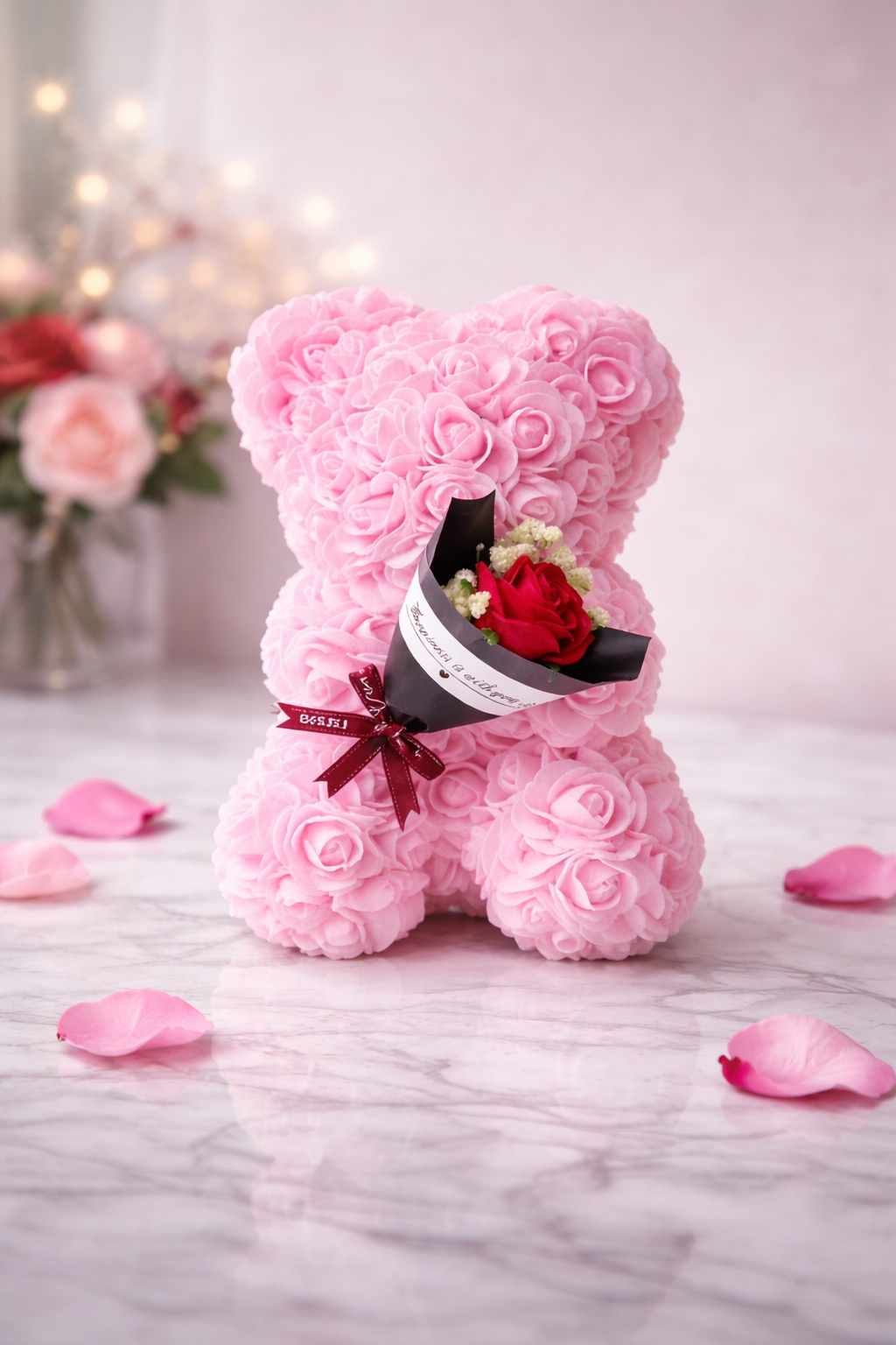 Rose Teddy Bear with Bouquet