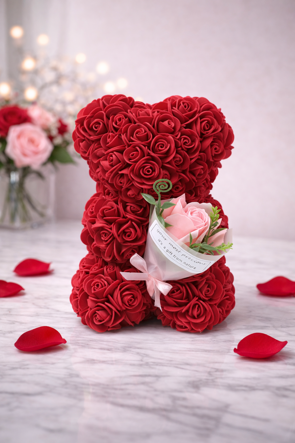 Rose Teddy Bear with Bouquet
