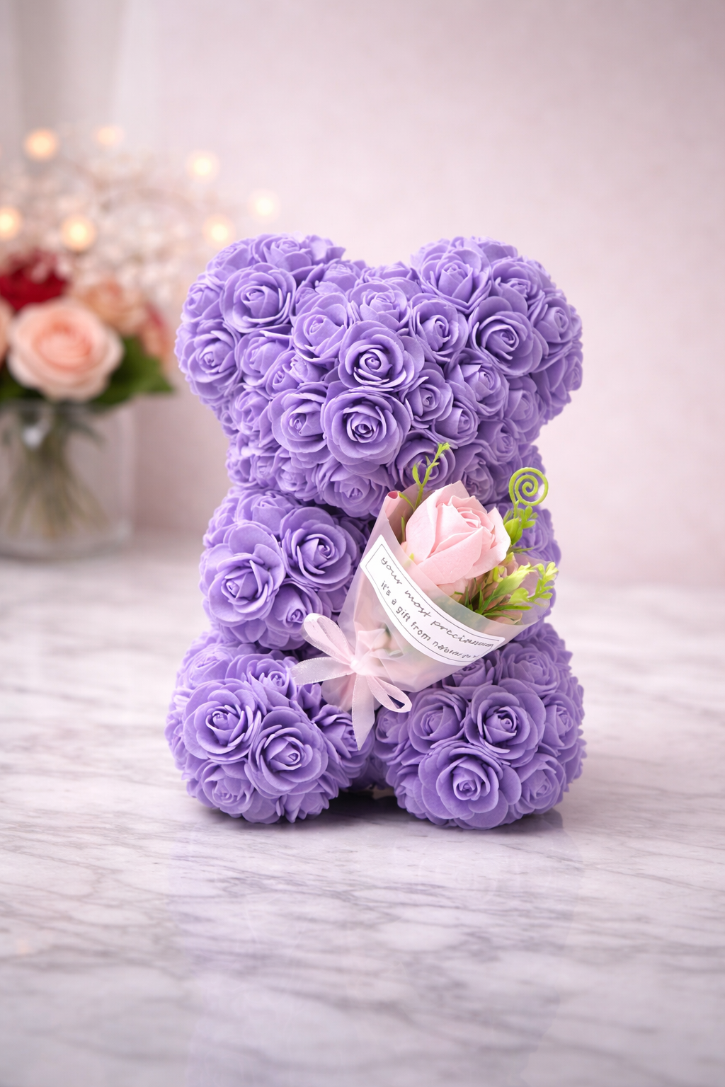 Rose Teddy Bear with Bouquet