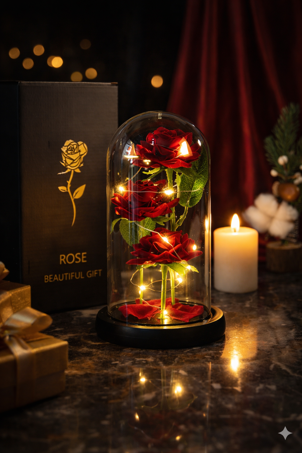 Forever Rose Glass Dome