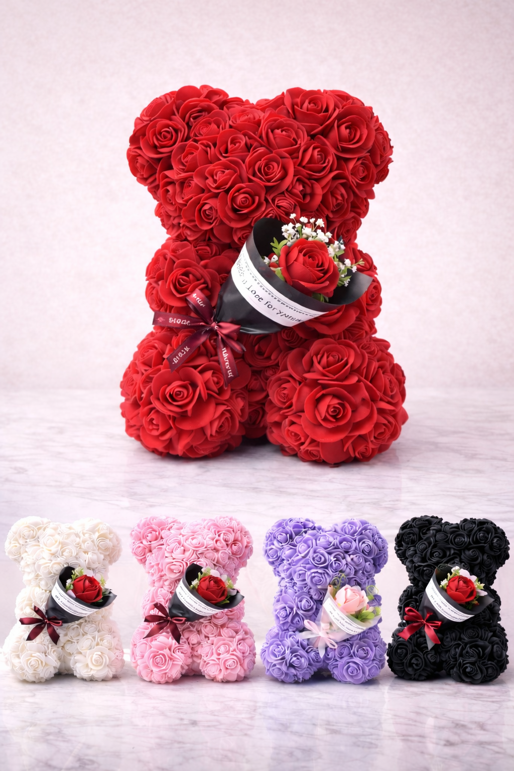 Rose Teddy Bear with Bouquet