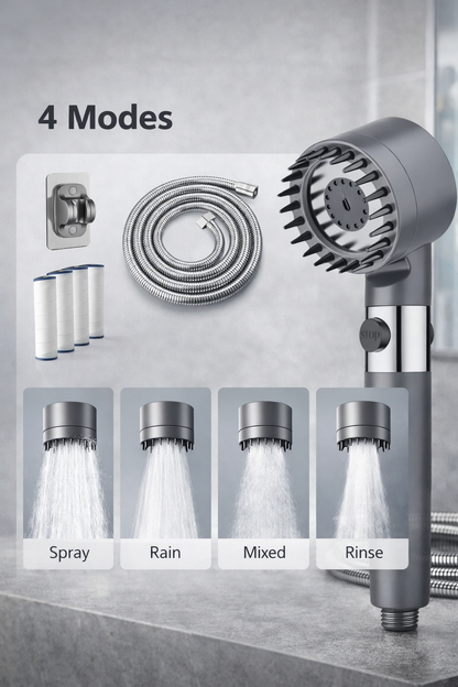 High-Pressure Shower Head with Filter & Massage Function