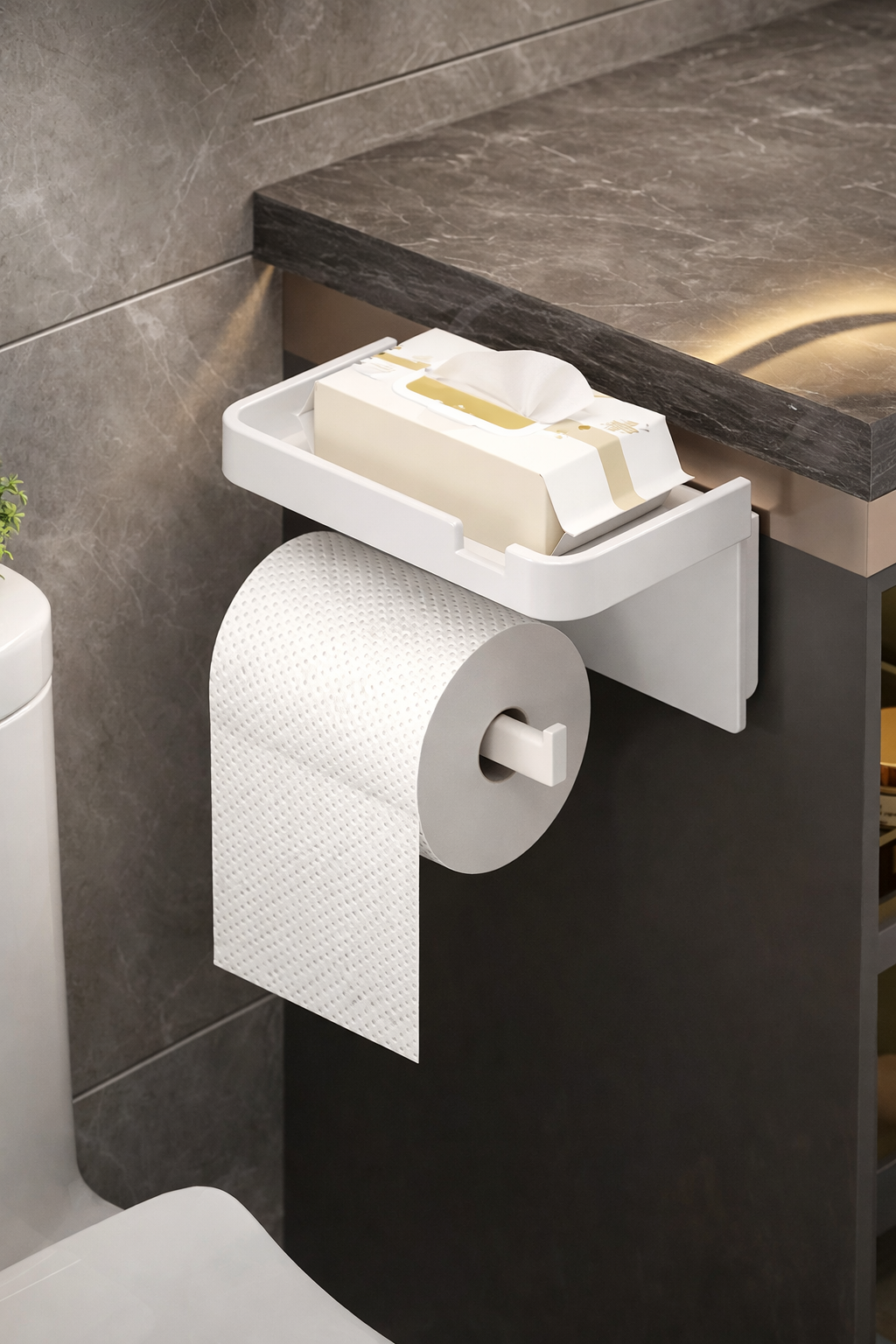 Modern Toilet Paper Holder with Storage for Phones & Small Items