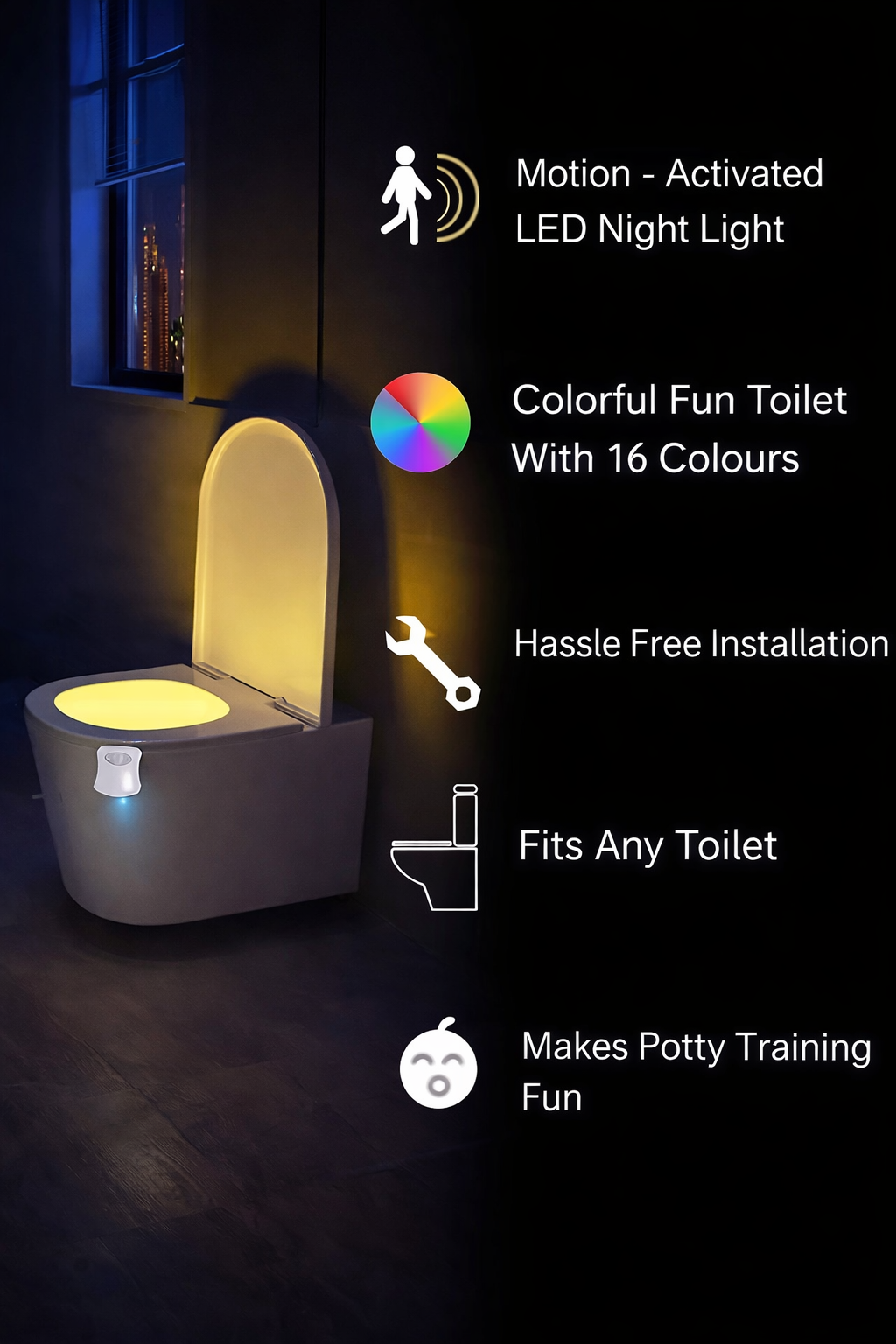 Motion Sensor LED Toilet Night Light