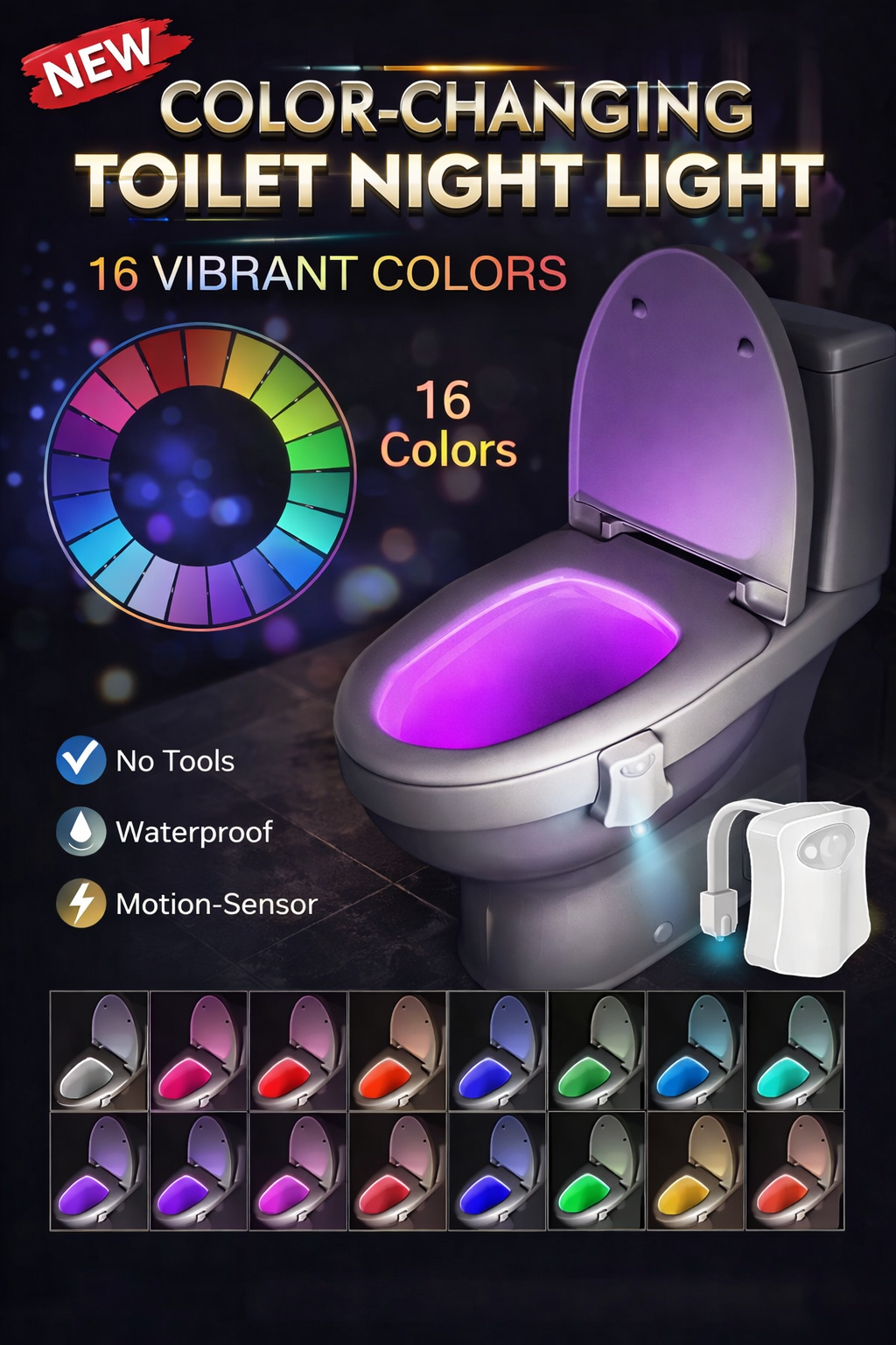 Motion Sensor LED Toilet Night Light