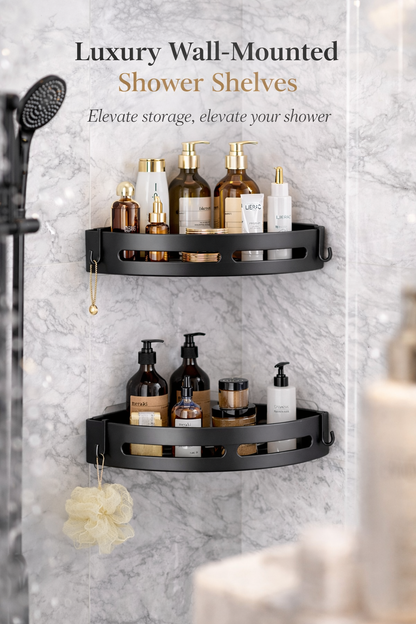 2PCS Luxury Wall-Mounted Shower Shelf