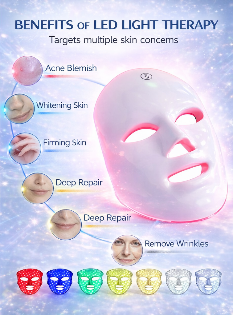 7-Color LED facial mask for skin renewal and glow