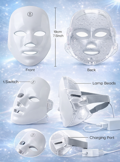 7-Color LED facial mask for skin renewal and glow