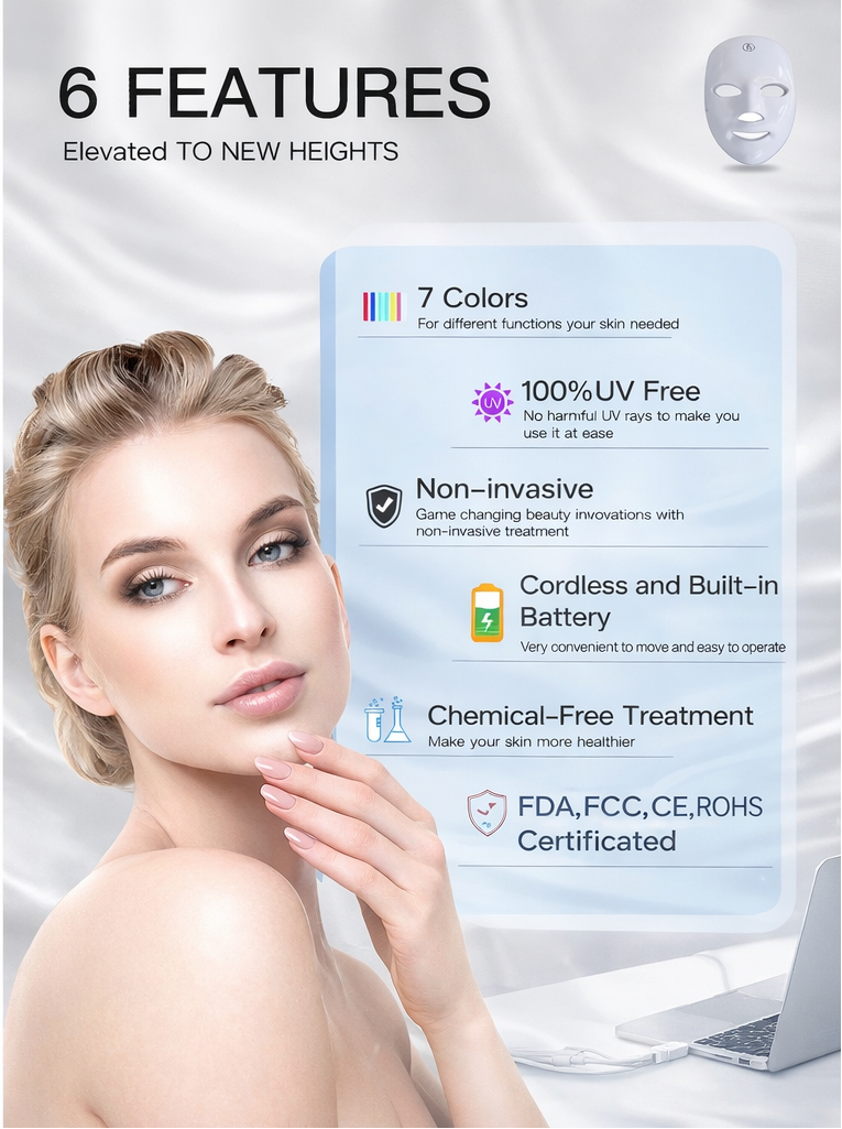 7-Color LED facial mask for skin renewal and glow