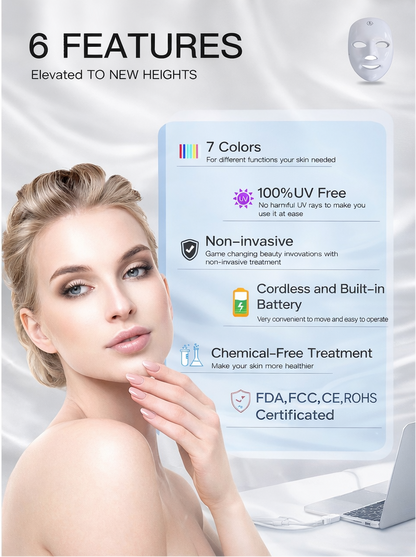 7-Color LED facial mask for skin renewal and glow