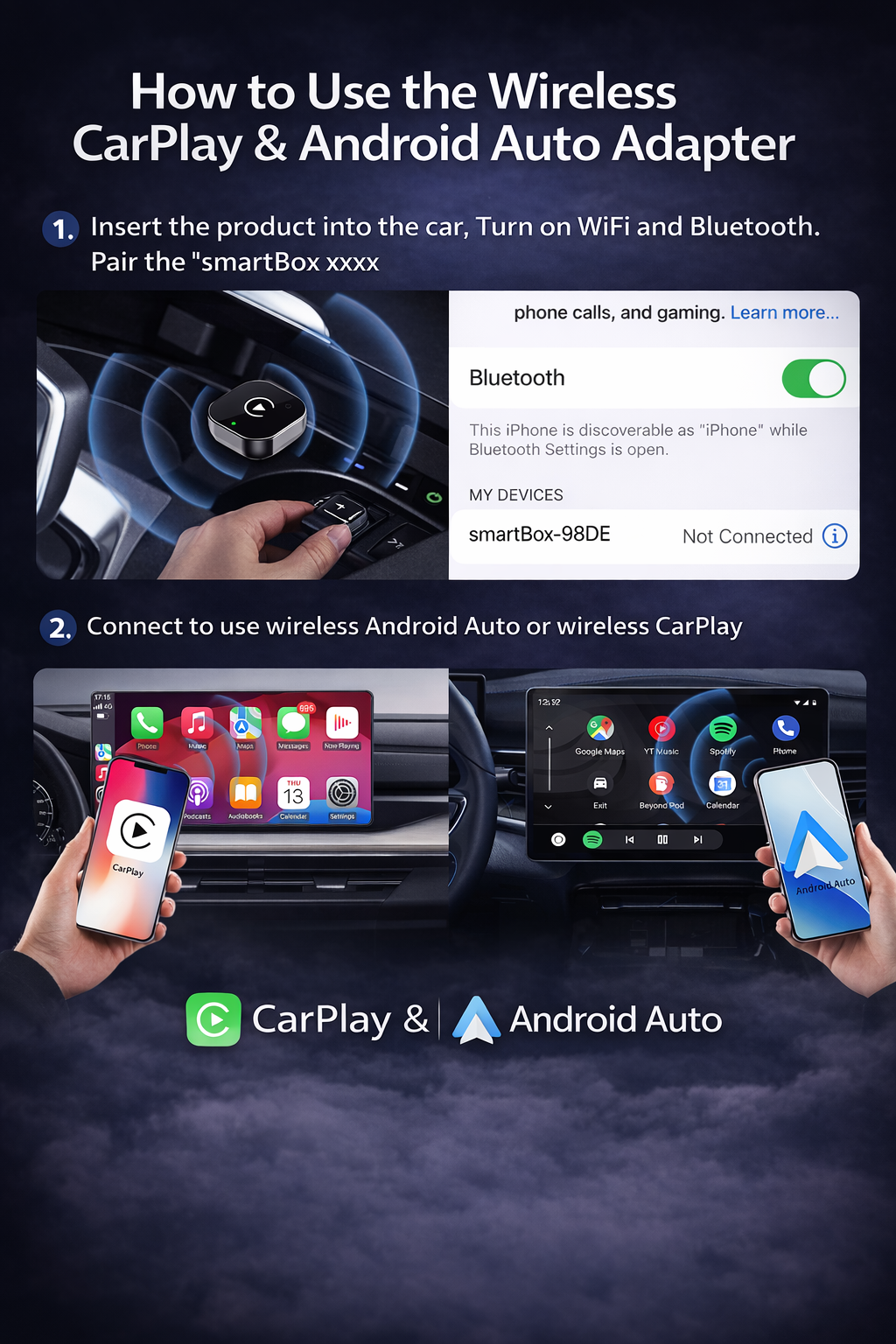 Fast Wireless CarPlay & Android Auto Converter