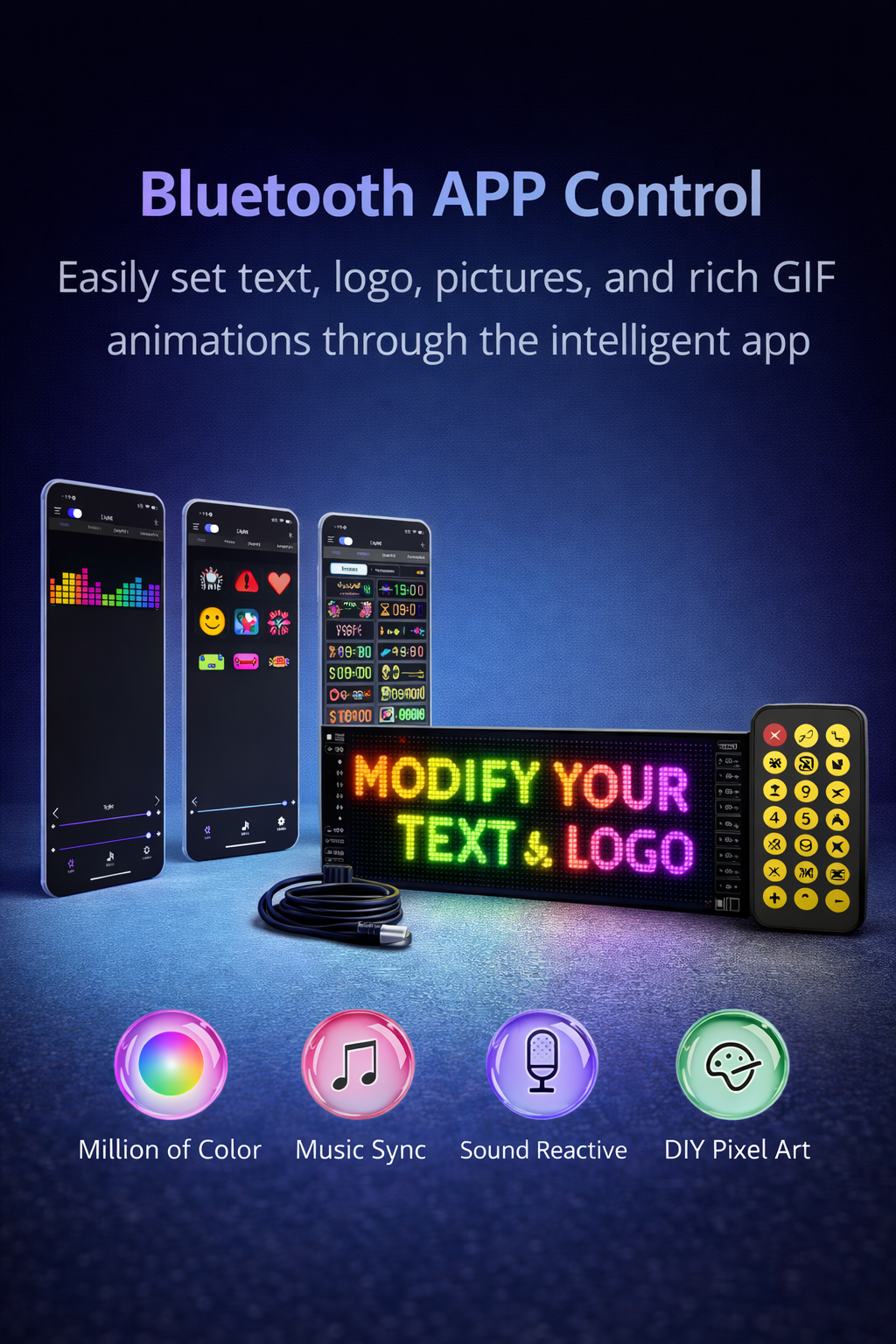 Bluetooth LED Pixel Car Sign