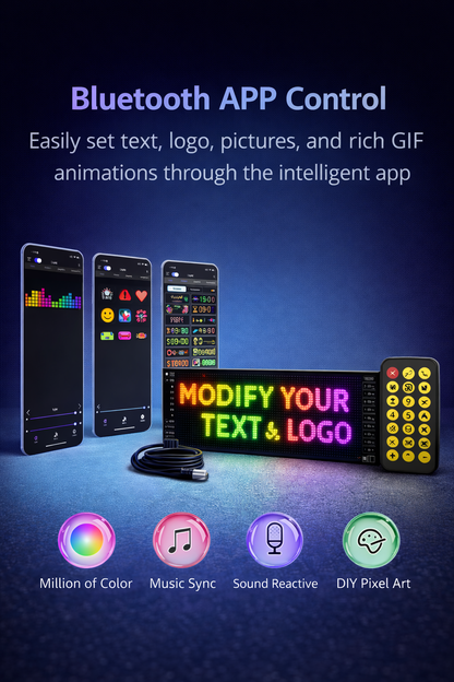 Bluetooth LED Pixel Car Sign