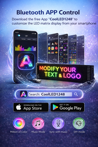 Bluetooth LED Pixel Car Sign