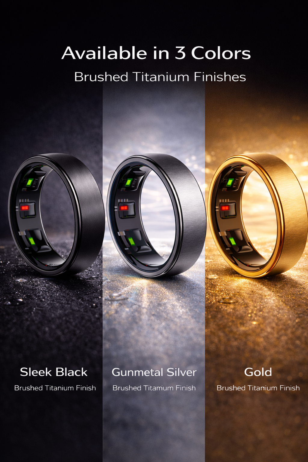 Titanium Smart Health Ring with Charging Dock