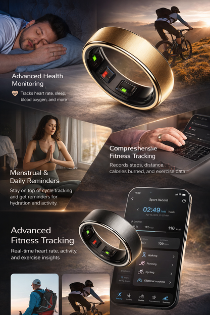 Titanium Smart Health Ring with Charging Dock