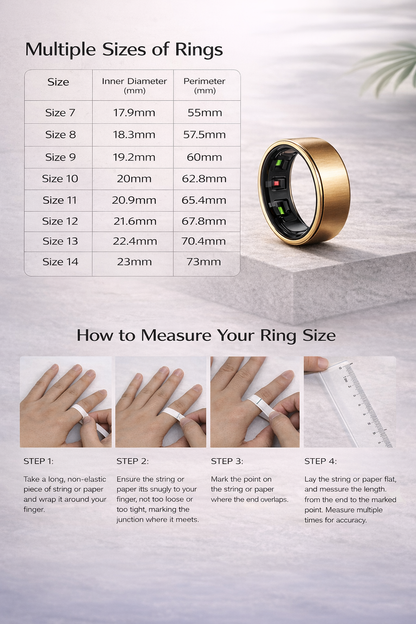 Titanium Smart Health Ring with Charging Dock