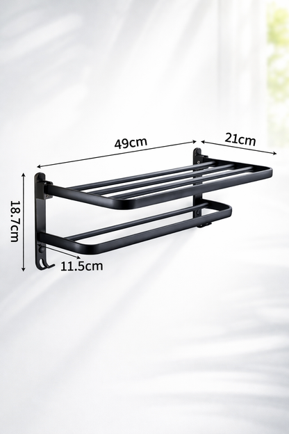 Matte Black Folding Towel Rack