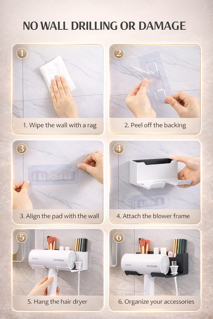 Smart Wall-Mounted Hair Dryer Holder