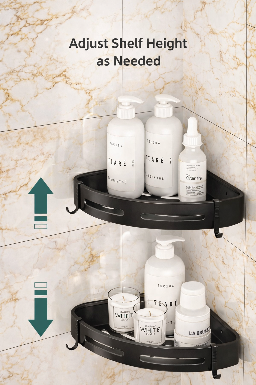 2PCS Luxury Wall-Mounted Shower Shelf