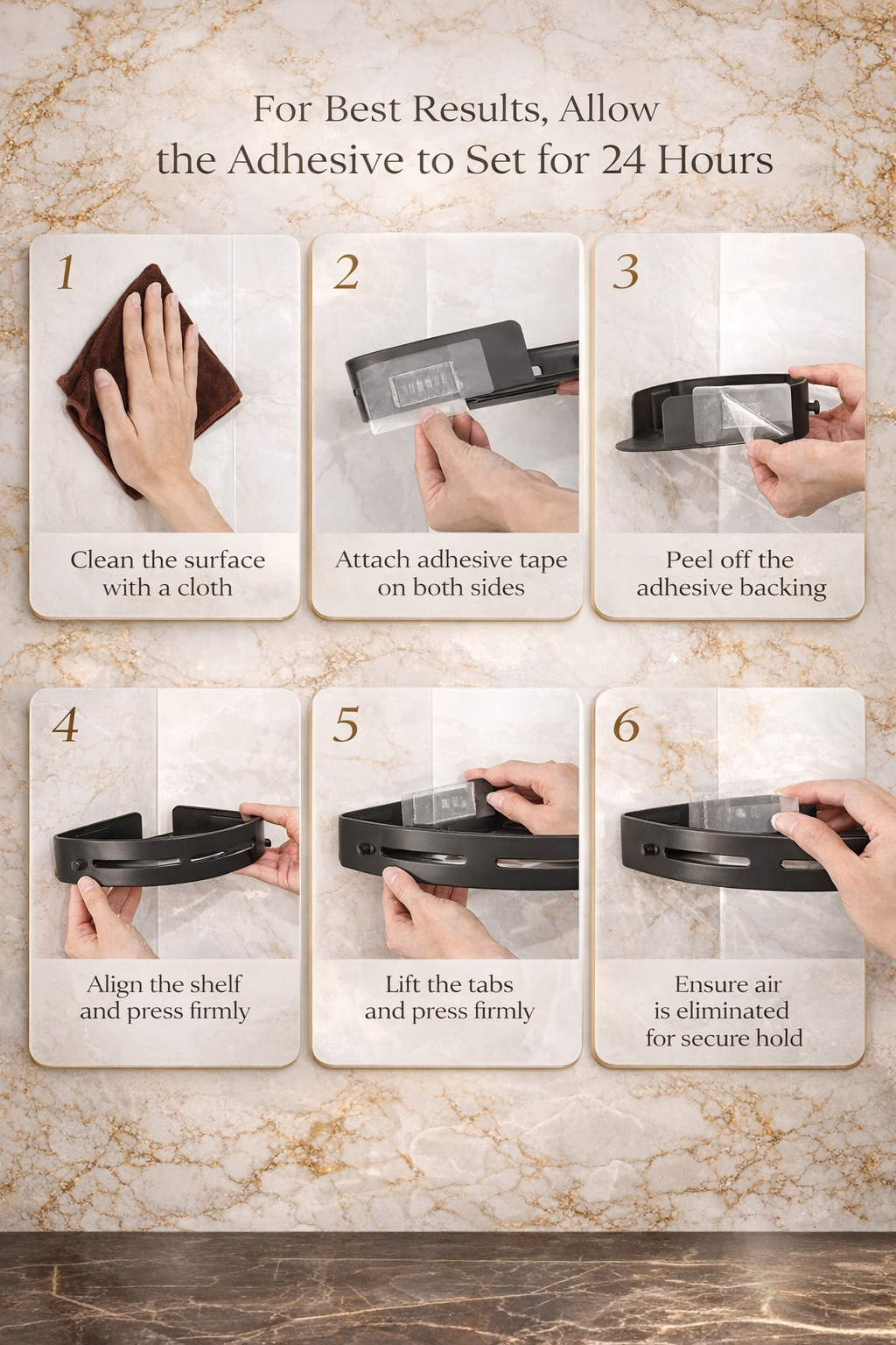 2PCS Luxury Wall-Mounted Shower Shelf